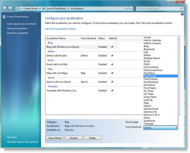 Windows 7 Accelerators